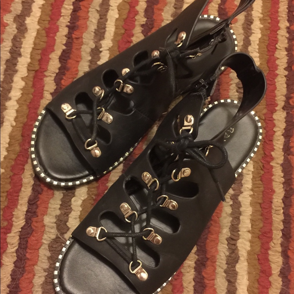🍀2/$10 laced gladiator black ankle sandals